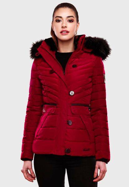 Navahoo Navahoo Wisteriaa Damen Winter Steppjacke Mit Kapuze Und Fellkragen