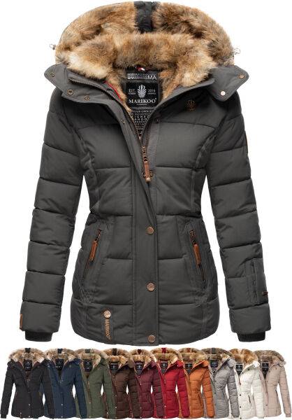 Navahoo Nekoo warm gefütterte Damen Winterjacke mit Kunstfell