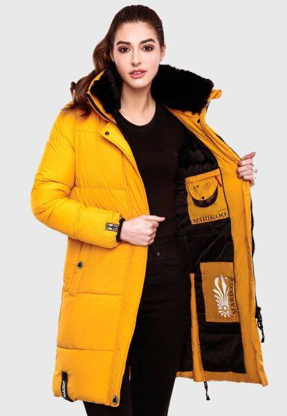 Navahoo Streliziaa Damen Lange Winter Steppjacke Fellkragen