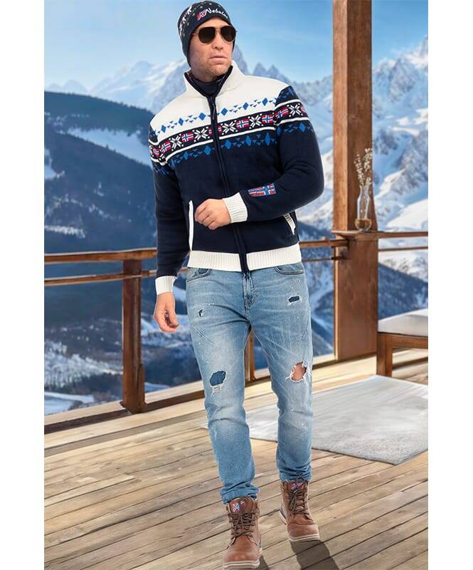 Nebulus Norweger Strickjacke Mit Teddyfell CANADIAN Herren