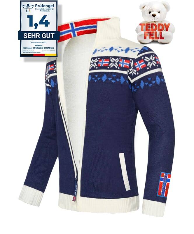 Nebulus Norweger Strickjacke Mit Teddyfell CANADIAN Herren