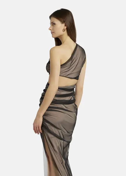 Nicowa Asymmetrical Mesh Dress - AWITO MAXI In Blackarticle Number NC9A1401119E-002