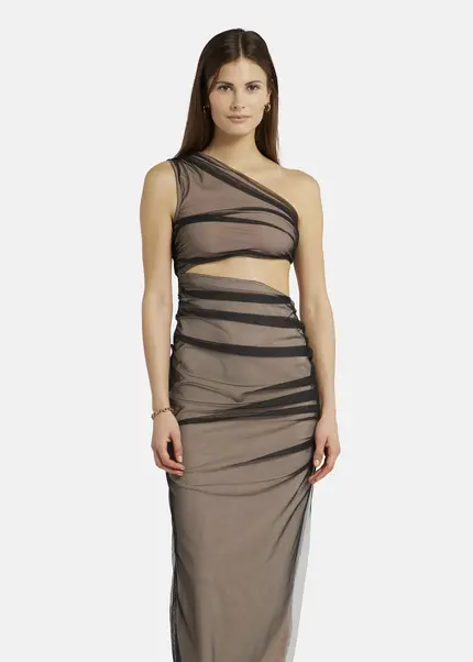 Nicowa Asymmetrical Mesh Dress - AWITO MAXI In Blackarticle Number NC9A1401119E-002