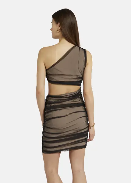 Nicowa Asymmetrical Mini Dress In Mesh - AWITO In Blackarticle Number NC9A1401319E-002