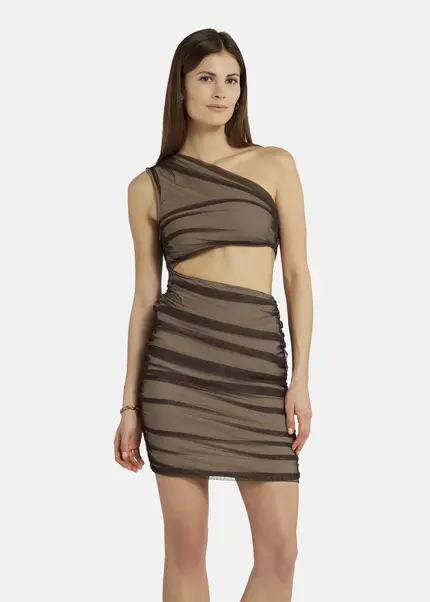 Nicowa Asymmetrical Mini Dress In Mesh - AWITO In Blackarticle Number NC9A1401319E-002