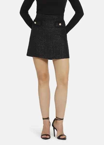 Nicowa Bouclé Skirt With Lamé Effect BRUNAWI In BLACK LAMÉarticle Number NC8A22506019E-002