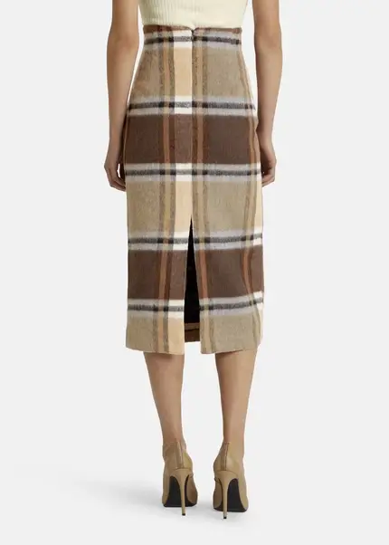 Nicowa Checked Midi Skirt LANOWA With Wool In BROWNarticle Number NC7A24004017E-151