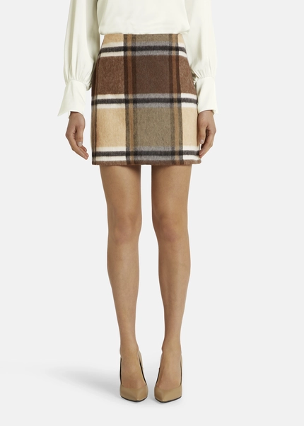 Nicowa Checked Mini Skirt LANINO With Wool In BROWNarticle Number NC7A24005017E-151