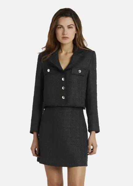 Nicowa Cropped Blazer In Bouclé - BAGIWO In BLACKarticle Number NC7A32002019E-002