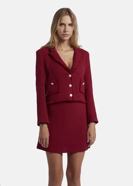 Nicowa Cropped Blazer Made Of Bouclé BAGIWO In Dark Berryarticle Number NC8A22505034E-011