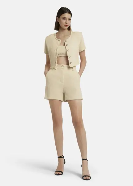 Nicowa Cropped Bouclé Blazer - BIANCIWO In CREAMarticle Number NC9A12605011E-072