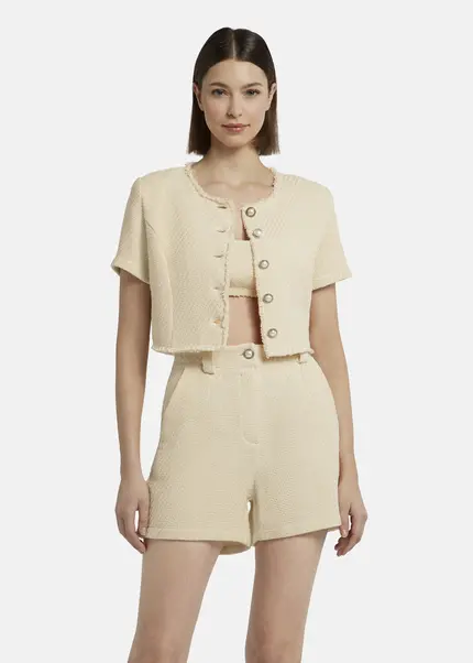 Nicowa Cropped Bouclé Blazer - BIANCIWO In CREAMarticle Number NC9A12605011E-072