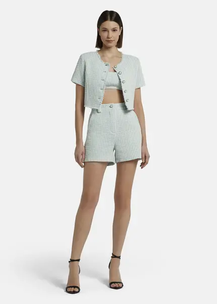 Nicowa Cropped Bouclé Blazer - BIANCIWO In LIGHT BLUEarticle Number NC9A12605025E-025