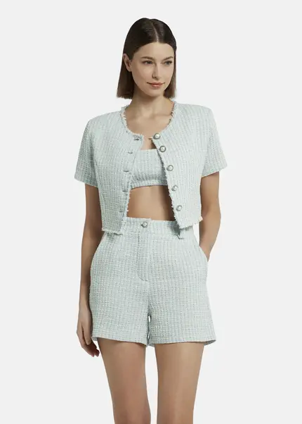 Nicowa Cropped Bouclé Blazer - BIANCIWO In LIGHT BLUEarticle Number NC9A12605025E-025