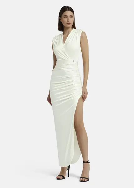 Nicowa Draped Maxi Dress In Jersey - MICATE In WHITEarticle Number NC9A1401611E-004
