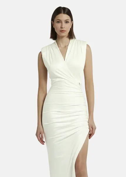Nicowa Draped Maxi Dress In Jersey - MICATE In WHITEarticle Number NC9A1401611E-004