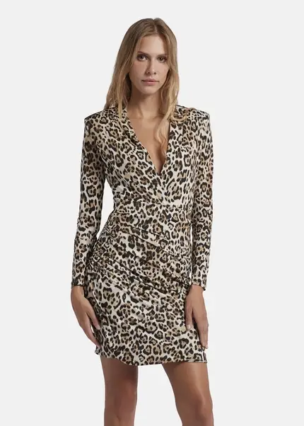 Nicowa Draped Mini Dress - MICIMA In BLACK LEOarticle Number NC8A22008017E-151