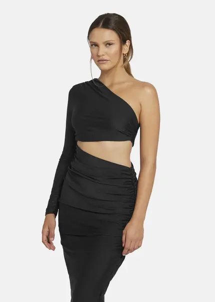 Nicowa Draped One Shoulder Evening Dress - AMOWI In BLACKarticle Number NC9A24009019E-002