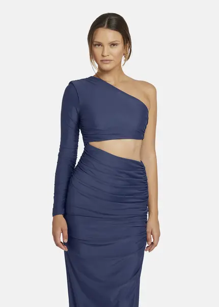 Nicowa Draped One Shoulder Evening Dress - AMOWI In MIDNIGHT BLUEarticle Number NC9A24008035E-035