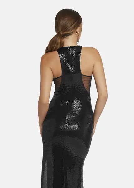 Nicowa Draped Sequin Evening Dress - LUCAWIA In BLACKarticle Number NC9A22911019E-002