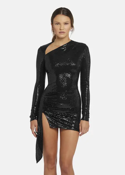Nicowa Draped Sequin Mini Dress - ANILOWA In BLACKarticle Number NC9A22909019E-002