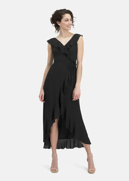 Nicowa Elegant Chiffon Dress With Plain-coloured Fabric – DINOWA In BLACKarticle Number NC6A22001019E-002