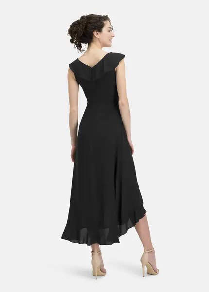 Nicowa Elegant Chiffon Dress With Plain-coloured Fabric – DINOWA In BLACKarticle Number NC6A22001019E-002