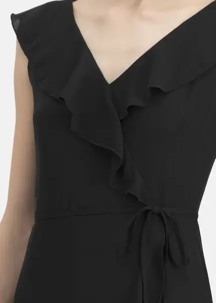 Nicowa Elegant Chiffon Dress With Plain-coloured Fabric – DINOWA In BLACKarticle Number NC6A22001019E-002