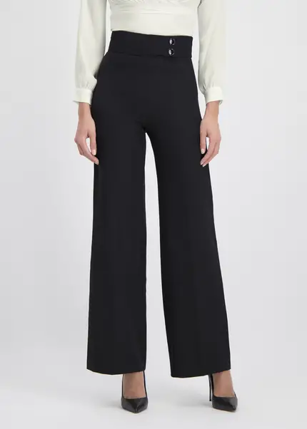 Nicowa Elegant COREANA High-waisted Trousers With Wide Leg In BLACKarticle Number NC3A02016029E-002