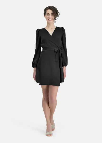 Nicowa Elegant Wrap Dress With Plain Fabric – VEROWA In BLACKarticle Number NC6A24009019E-002