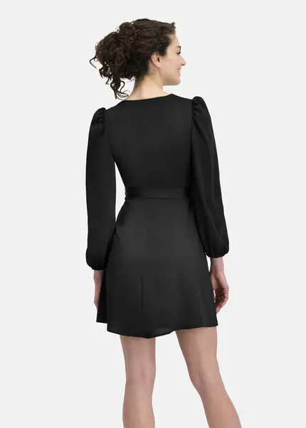 Nicowa Elegant Wrap Dress With Plain Fabric – VEROWA In BLACKarticle Number NC6A24009019E-002