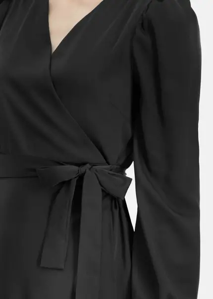 Nicowa Elegant Wrap Dress With Plain Fabric – VEROWA In BLACKarticle Number NC6A24009019E-002