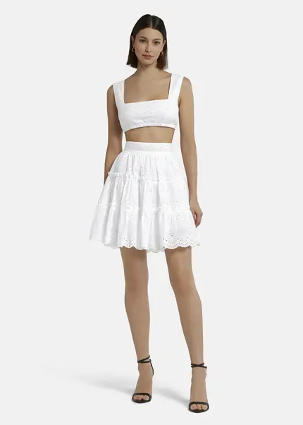 Nicowa Embroidered Ruffle Skirt - RALICINO In WHITEarticle Number NC9A12601011E-004