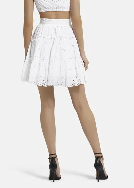 Nicowa Embroidered Ruffle Skirt - RALICINO In WHITEarticle Number NC9A12601011E-004