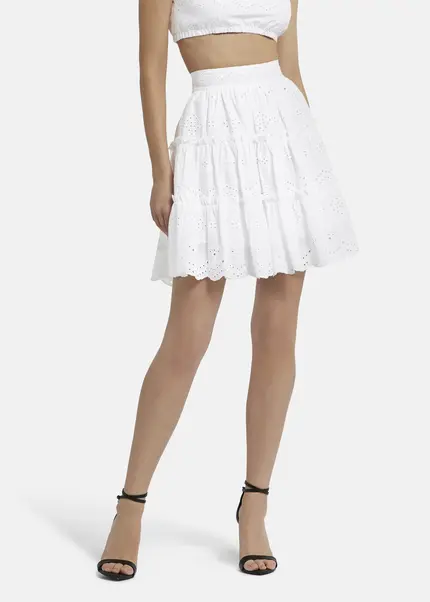 Nicowa Embroidered Ruffle Skirt - RALICINO In WHITEarticle Number NC9A12601011E-004