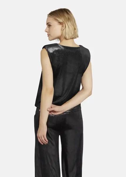 Nicowa Lamé Velvet Top With Shoulder Pads VELLIO In BLACK LAMÉarticle Number NC8A22507019E-002