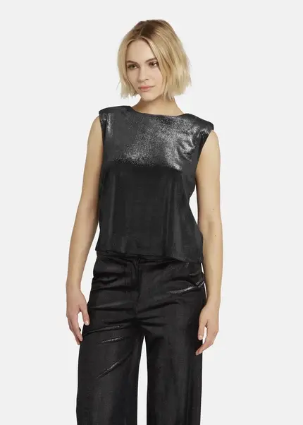 Nicowa Lamé Velvet Top With Shoulder Pads VELLIO In BLACK LAMÉarticle Number NC8A22507019E-002
