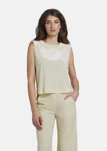 Nicowa Lamé Velvet Top With Shoulder Pads VELLIO In OFFWHITE LAMÉarticle Number NC8A22507021E-072