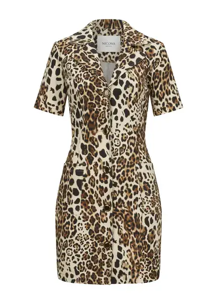 Nicowa Leo blazer dress with pockets RILONA in BLACK LEOarticle number NC9A22402017E-151