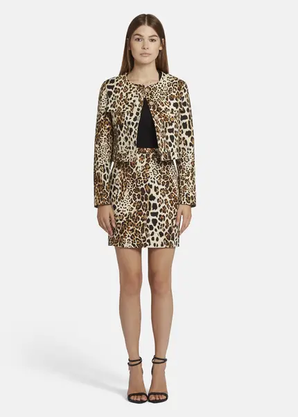 Nicowa Leo Twill Sheath Skirt - TRECAWI In BLACK LEOarticle Number NC9A22403017E-151