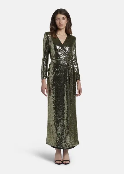 Nicowa Maxi Sequin Wrap Dress - MILOWA In GOLDarticle Number NC8A22011023E-131