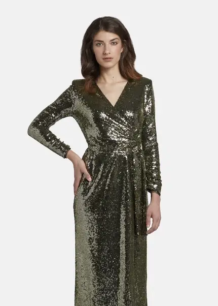 Nicowa Maxi Sequin Wrap Dress - MILOWA In GOLDarticle Number NC8A22011023E-131