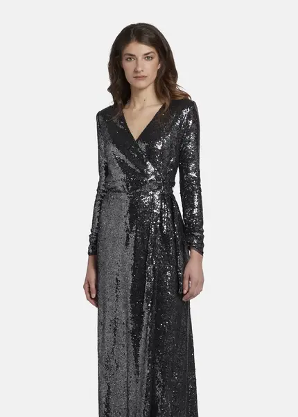 Nicowa Maxi Sequin Wrap Dress - MILOWA In SILVERarticle Number NC8A22012031E-088