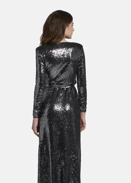 Nicowa Maxi Sequin Wrap Dress - MILOWA In SILVERarticle Number NC8A22012031E-088