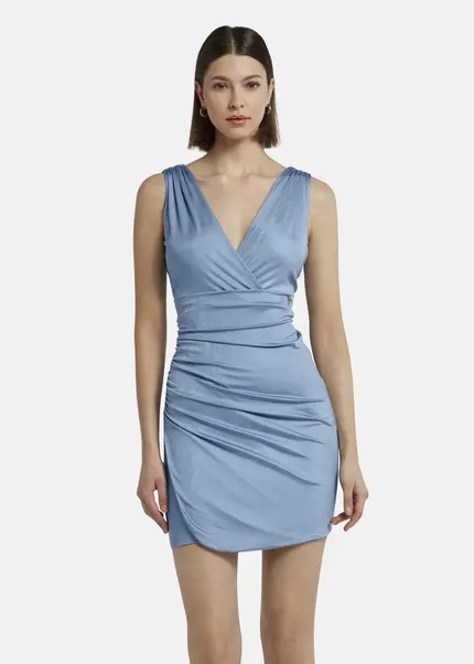 Nicowa Mini Dress In Glossy Jersey - MICARO In Bluearticle Number NC9A1400625E-025