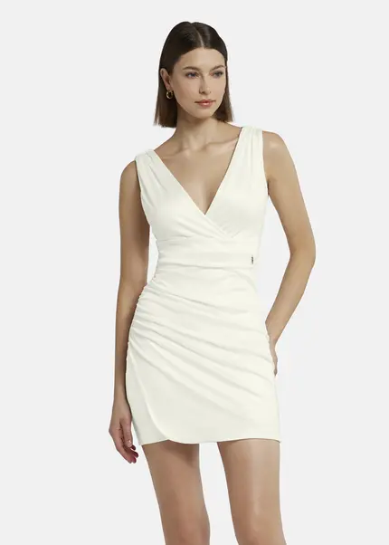 Nicowa Mini Dress In Glossy Jersey - MICARO In Whitearticle Number NC9A1400711E-004