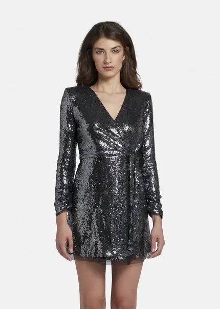 Nicowa Mini Sequin Wrap Dress - MILOWA In SILVERarticle Number NC8A22009031E-088