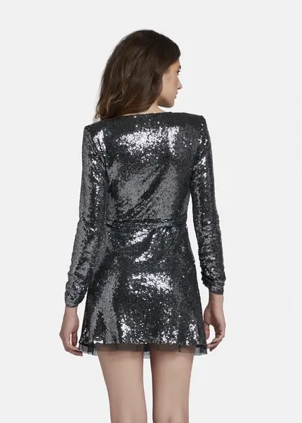 Nicowa Mini Sequin Wrap Dress - MILOWA In SILVERarticle Number NC8A22009031E-088