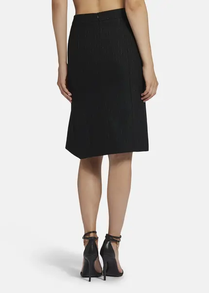 Nicowa Pinstripe Twill Flounce Skirt - LOWIANA In BLACK PINSTRIPEarticle Number NC9A24005019E-002