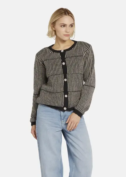 Nicowa Striped Cardigan SINOWA In BLACKarticle Number NC8A22102019E-002
